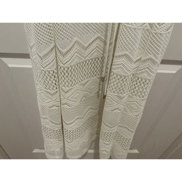 Sandra Darren Maxi Dress See Measurements Off White Beaded Neck Line Lace Lined - Picture 10 of 14